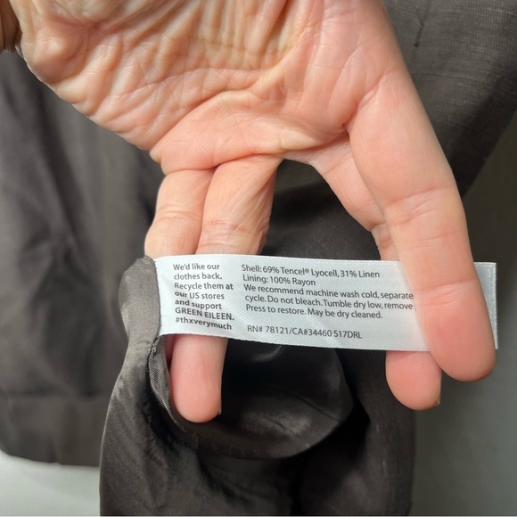 Eileen Fisher Sleeveless Drapey Linen Blend Shift Dress Cobblestone Brown - Picture 9 of 9